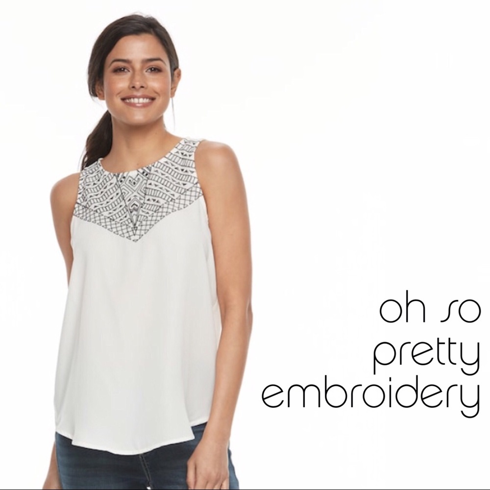 Apt. 9 White Embroidered Blouse
